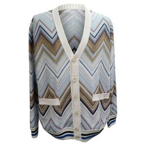 Missoni Zig-Zag Printed Buttoned Cardigan in Multicolor Cotton